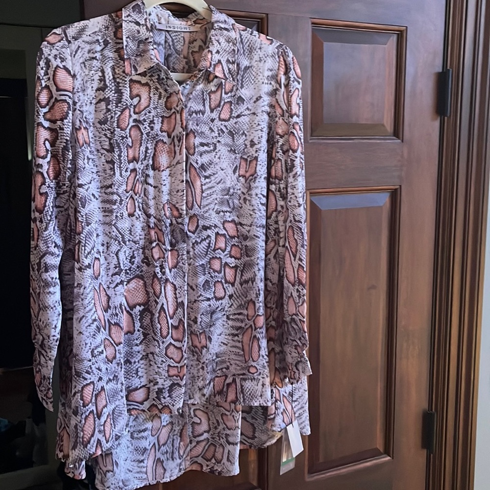 Insight snakeskin button down top